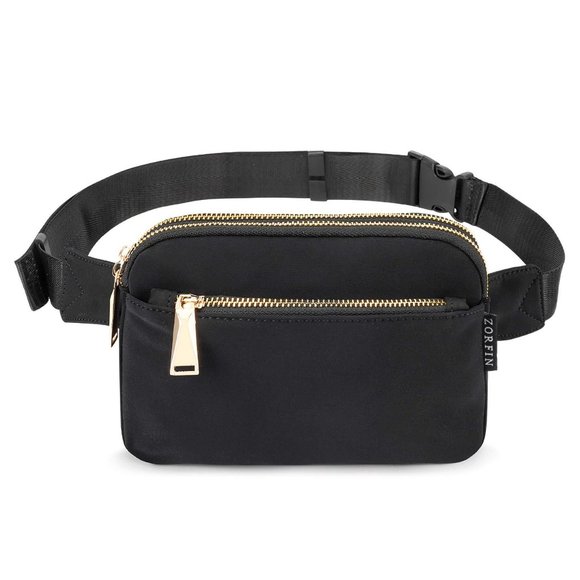 Handbags - Black Crossbody Fanny Pack, Belt Bag with Adjustable Strap